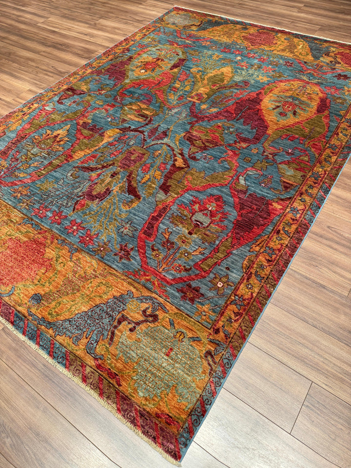 Selçuklu Orijinal El Dokuması Multi Kök Boya Yün Halı 202x295 5.96 Metrekare - 7x10 ft