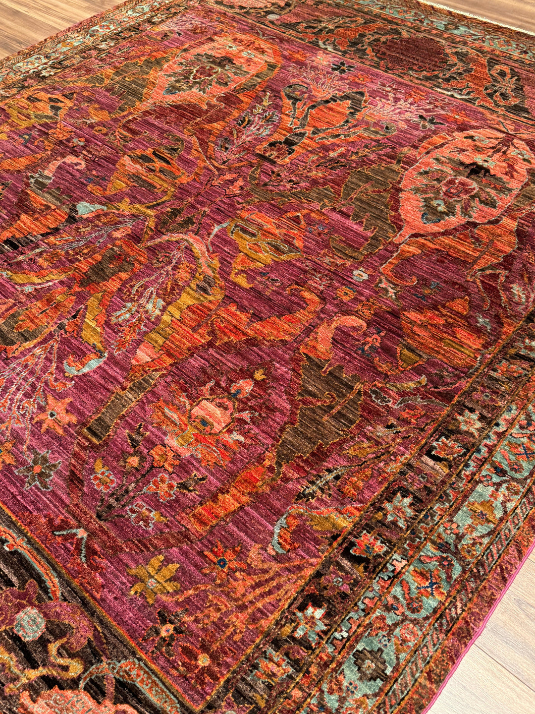Selçuklu Orijinal El Dokuması Multi Kök Boya Yün Halı 242x298 7.21 Metrekare - 7x10 ft
