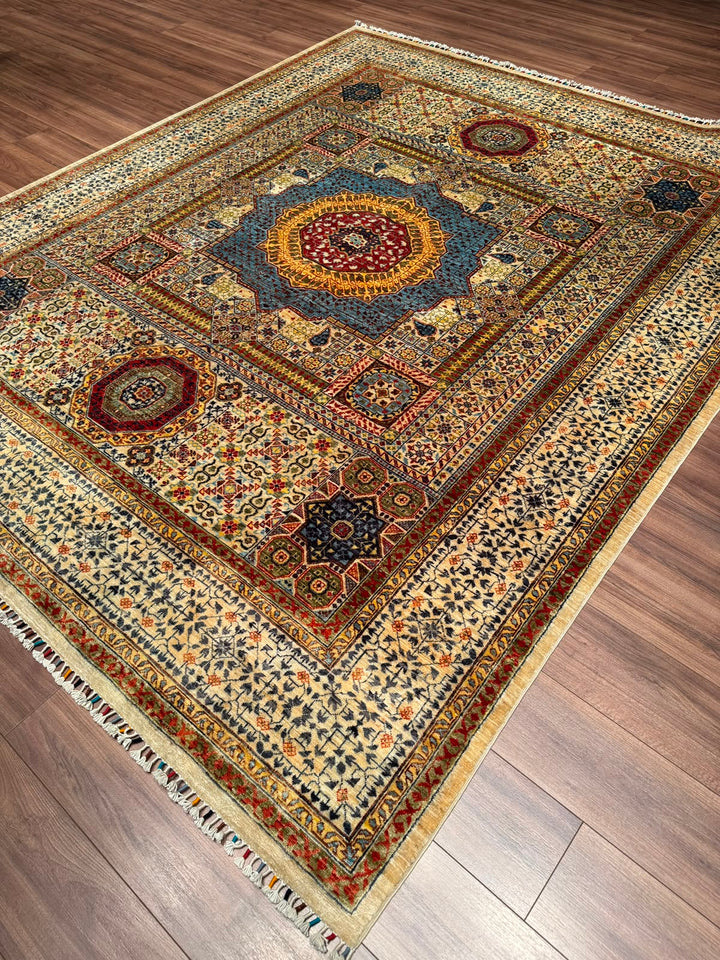 Mamluk Original Hand-Woven Beige Vegetable Dyed Wool Rug 248x303 7.51 Square Meters - 7x10 ft