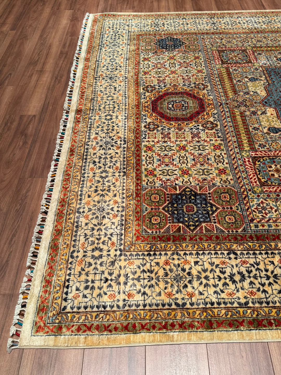 Mamluk Original Hand-Woven Beige Vegetable Dyed Wool Rug 248x303 7.51 Square Meters - 7x10 ft