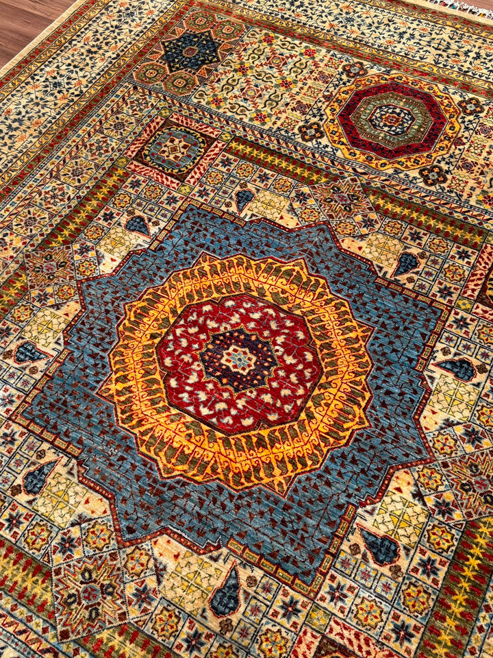 Mamluk Original Hand-Woven Beige Vegetable Dyed Wool Rug 248x303 7.51 Square Meters - 7x10 ft