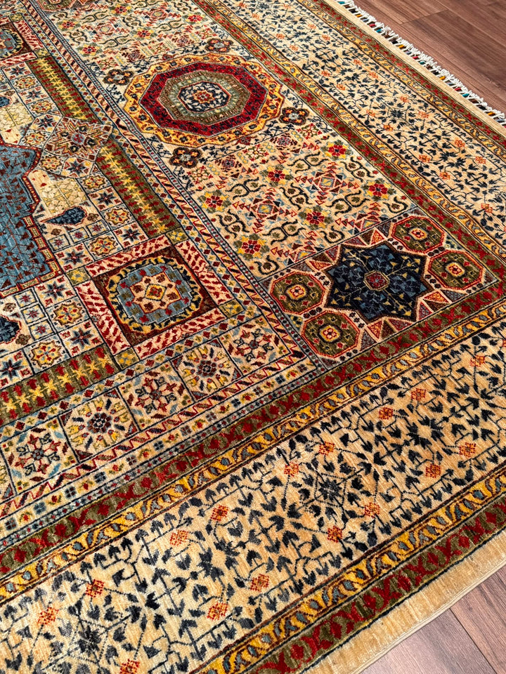 Mamluk Original Hand-Woven Beige Vegetable Dyed Wool Rug 248x303 7.51 Square Meters - 7x10 ft