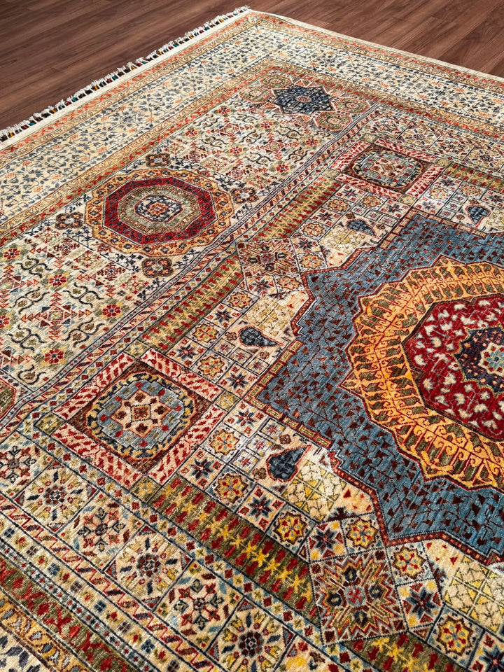 Mamluk Original Hand-Woven Beige Vegetable Dyed Wool Rug 248x303 7.51 Square Meters - 7x10 ft