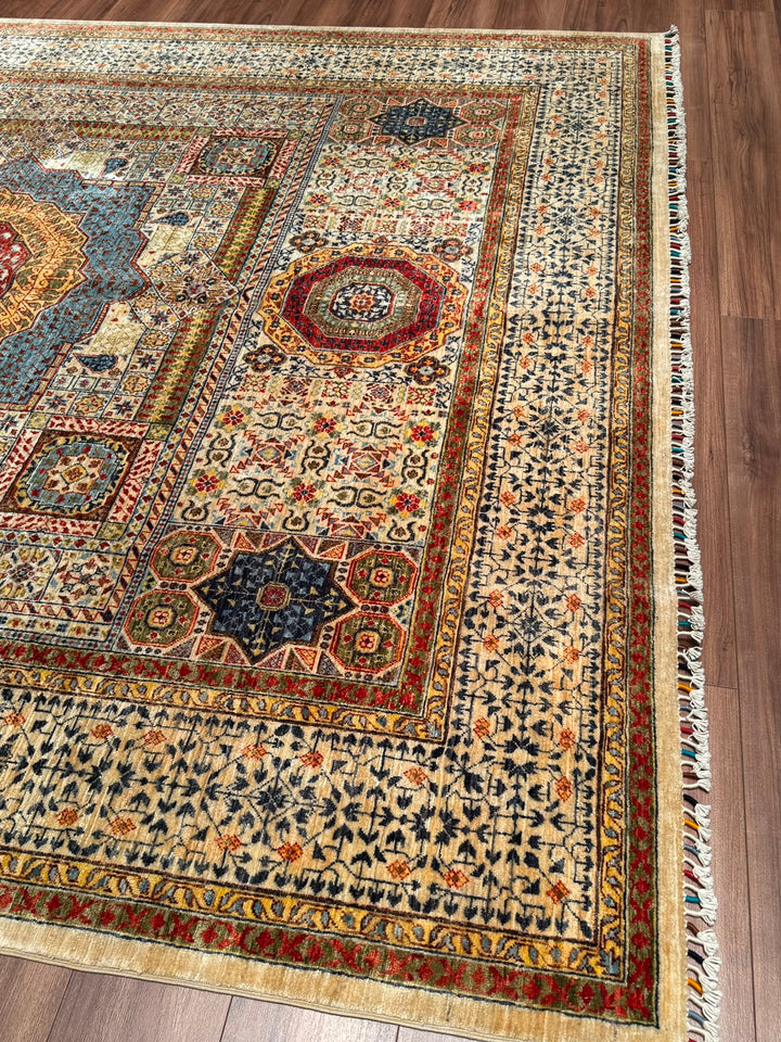 Mamluk Original Hand-Woven Beige Vegetable Dyed Wool Rug 248x303 7.51 Square Meters - 7x10 ft