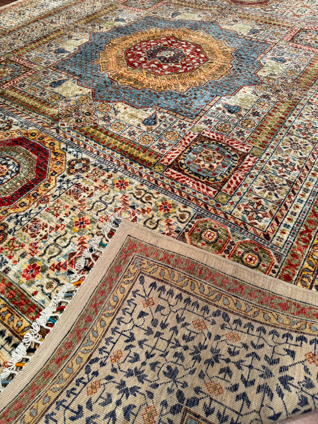 Mamluk Original Hand-Woven Beige Vegetable Dyed Wool Rug 248x303 7.51 Square Meters - 7x10 ft