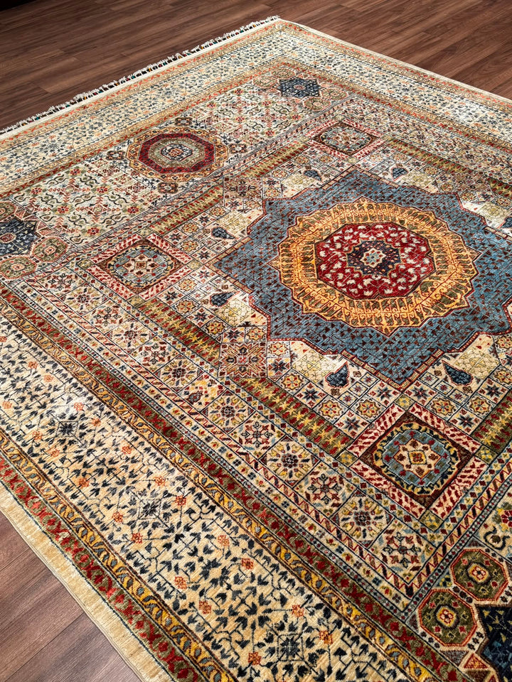 Mamluk Original Hand-Woven Beige Vegetable Dyed Wool Rug 248x303 7.51 Square Meters - 7x10 ft