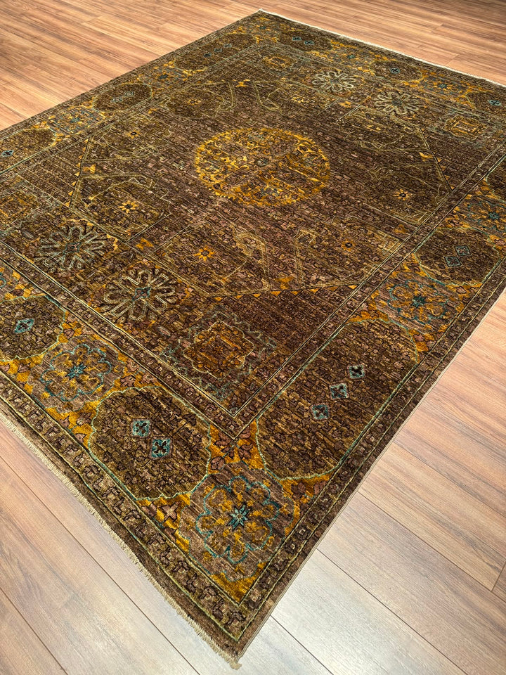 Selçuklu Orijinal El Dokuması Yeşil Kök Boya Yün Halı 244x296 7.22 Metrekare - 7x10 ft