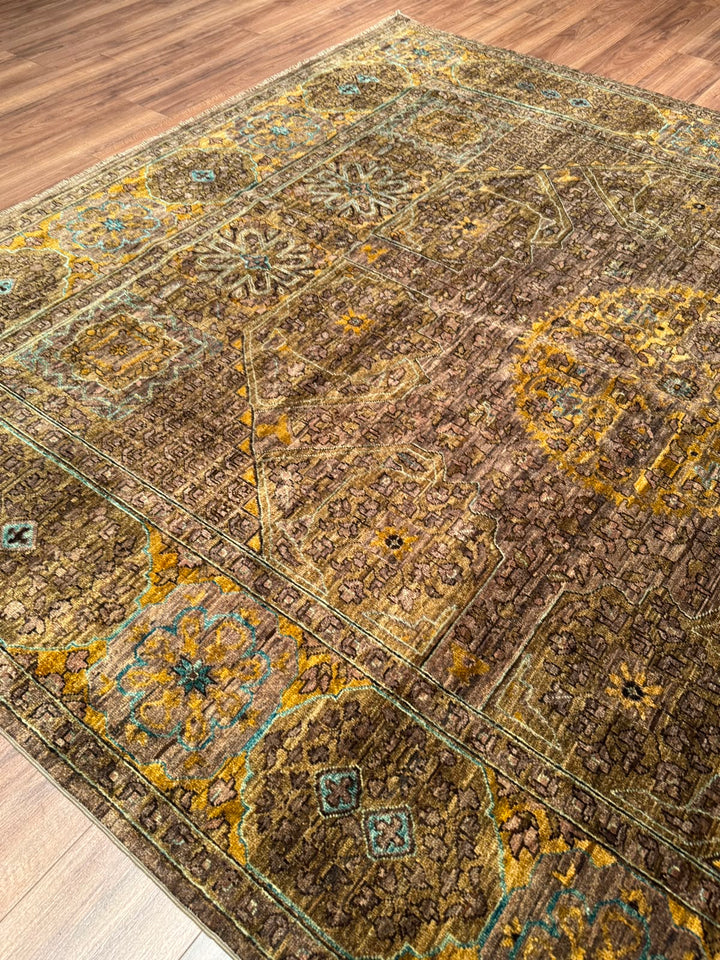 Selçuklu Orijinal El Dokuması Yeşil Kök Boya Yün Halı 244x296 7.22 Metrekare - 7x10 ft