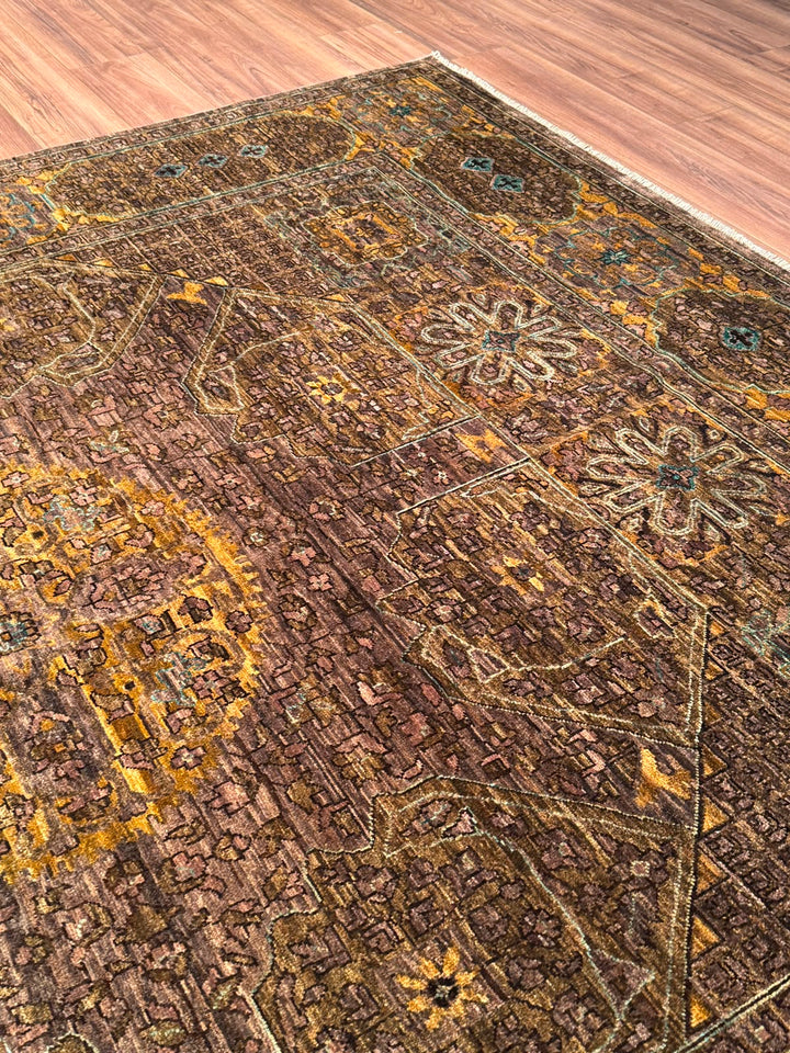 Selçuklu Orijinal El Dokuması Yeşil Kök Boya Yün Halı 244x296 7.22 Metrekare - 7x10 ft