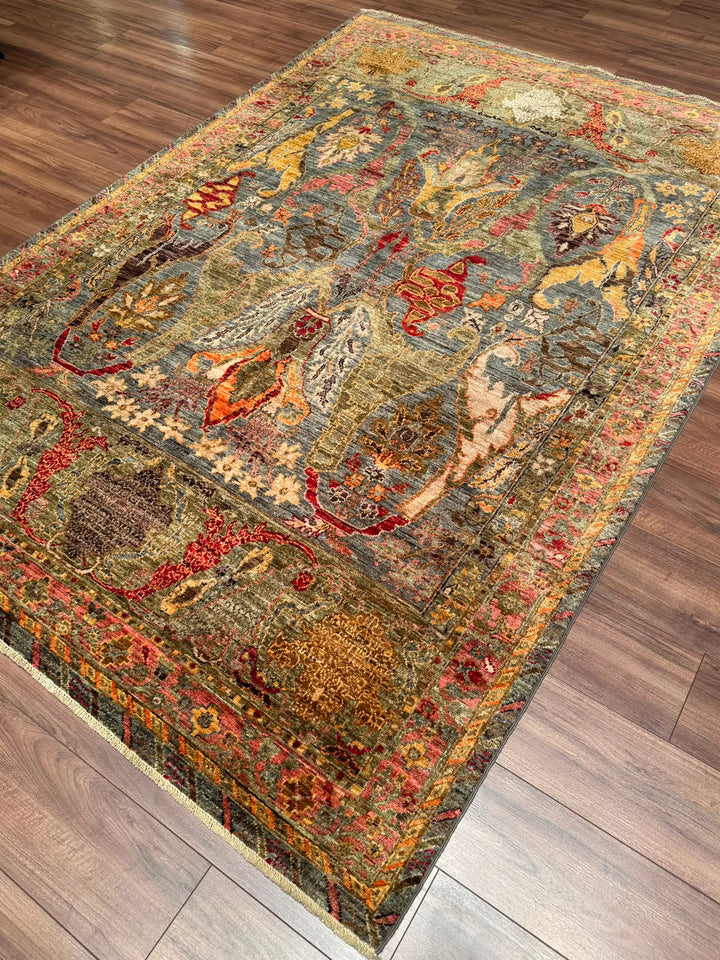 Selçuklu Orijinal El Dokuması Multi Kök Boya Yün Halı 184x265 4.88 Metrekare - 7x10 ft