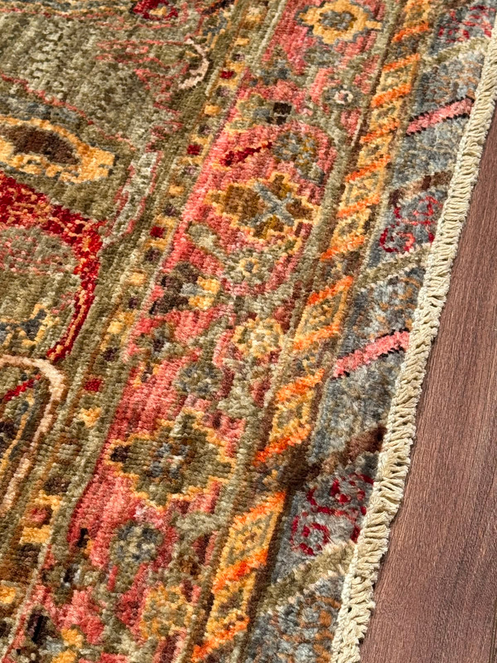 Selçuklu Orijinal El Dokuması Multi Kök Boya Yün Halı 184x265 4.88 Metrekare - 7x10 ft