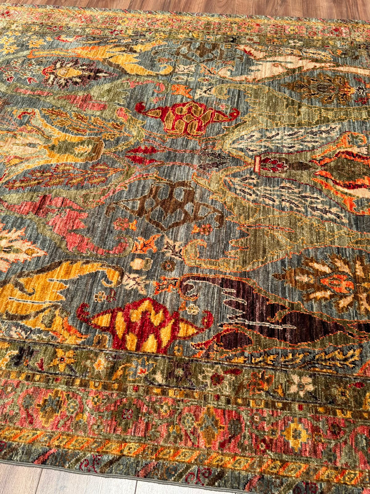 Selçuklu Orijinal El Dokuması Multi Kök Boya Yün Halı 184x265 4.88 Metrekare - 7x10 ft