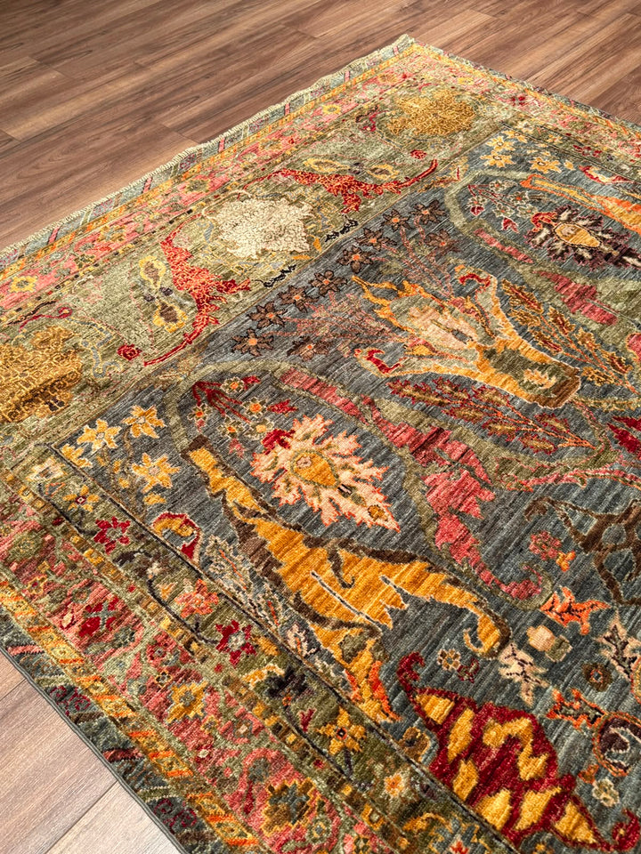 Selçuklu Orijinal El Dokuması Multi Kök Boya Yün Halı 184x265 4.88 Metrekare - 7x10 ft