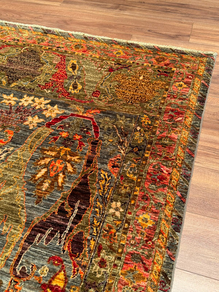 Selçuklu Orijinal El Dokuması Multi Kök Boya Yün Halı 184x265 4.88 Metrekare - 7x10 ft