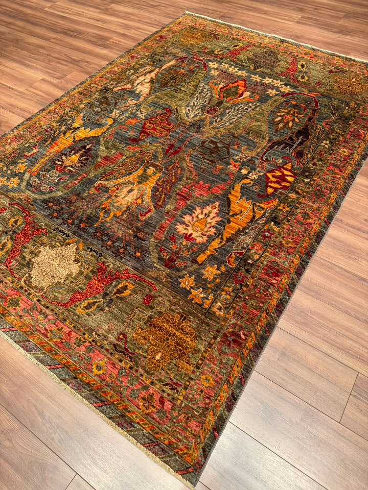 Selçuklu Orijinal El Dokuması Multi Kök Boya Yün Halı 184x265 4.88 Metrekare - 7x10 ft