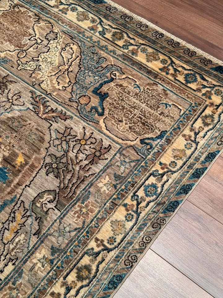 Selçuklu Orijinal El Dokuması Bej Kök Boya Yün Halı 182x275 5.01 Metrekare - 7x10 ft