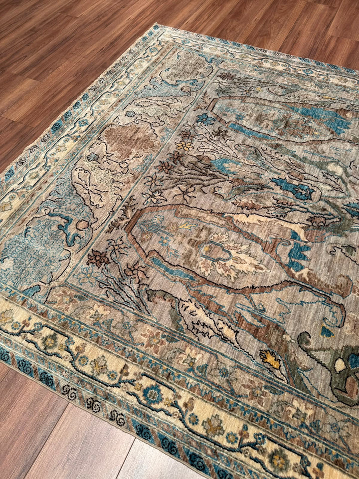 Selçuklu Orijinal El Dokuması Bej Kök Boya Yün Halı 182x275 5.01 Metrekare - 7x10 ft