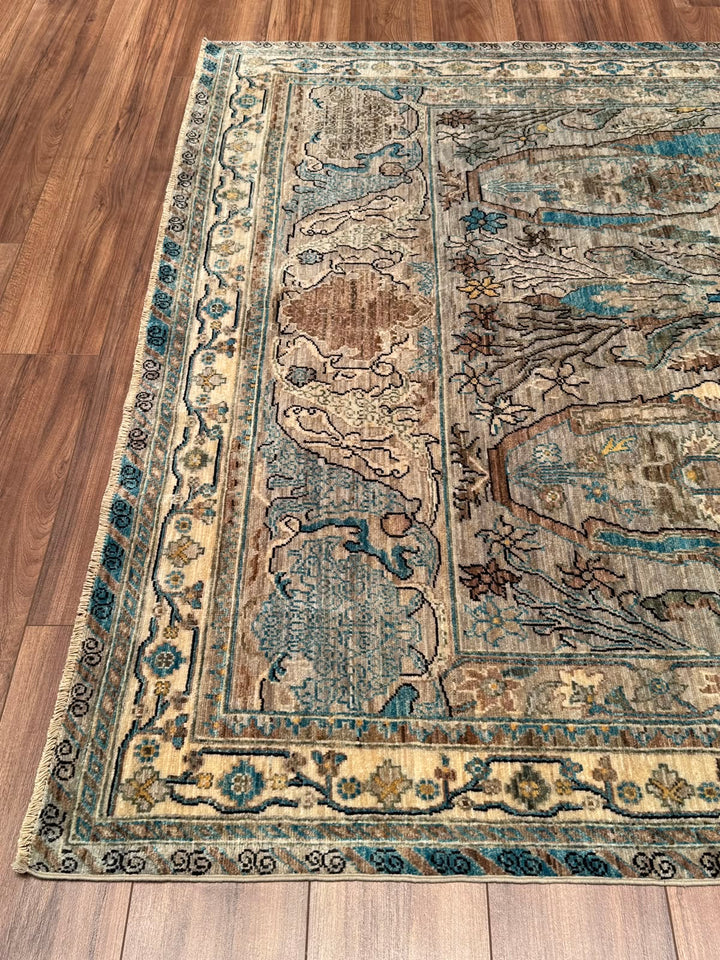 Selçuklu Orijinal El Dokuması Bej Kök Boya Yün Halı 182x275 5.01 Metrekare - 7x10 ft