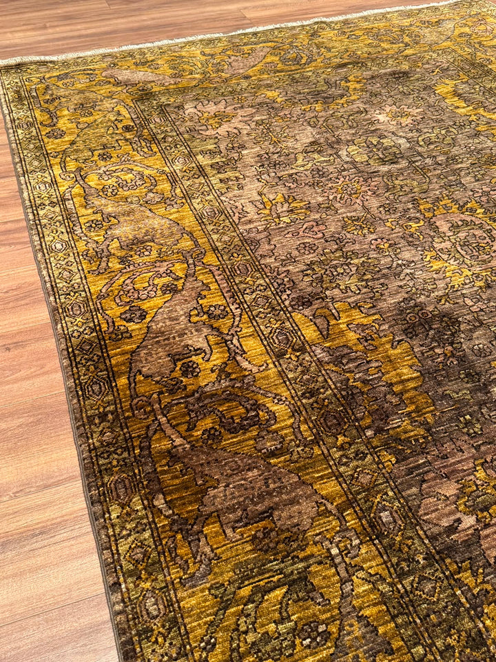 Selçuklu Orijinal El Dokuması Kahverengi Kök Boya Yün Halı 186x266 4.95 Metrekare - 7x10 ft