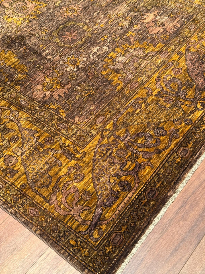Selçuklu Orijinal El Dokuması Kahverengi Kök Boya Yün Halı 186x266 4.95 Metrekare - 7x10 ft