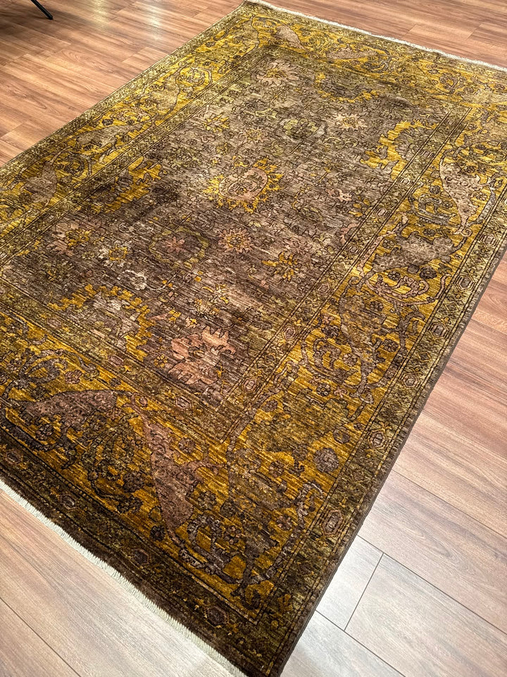 Selçuklu Orijinal El Dokuması Kahverengi Kök Boya Yün Halı 186x266 4.95 Metrekare - 7x10 ft