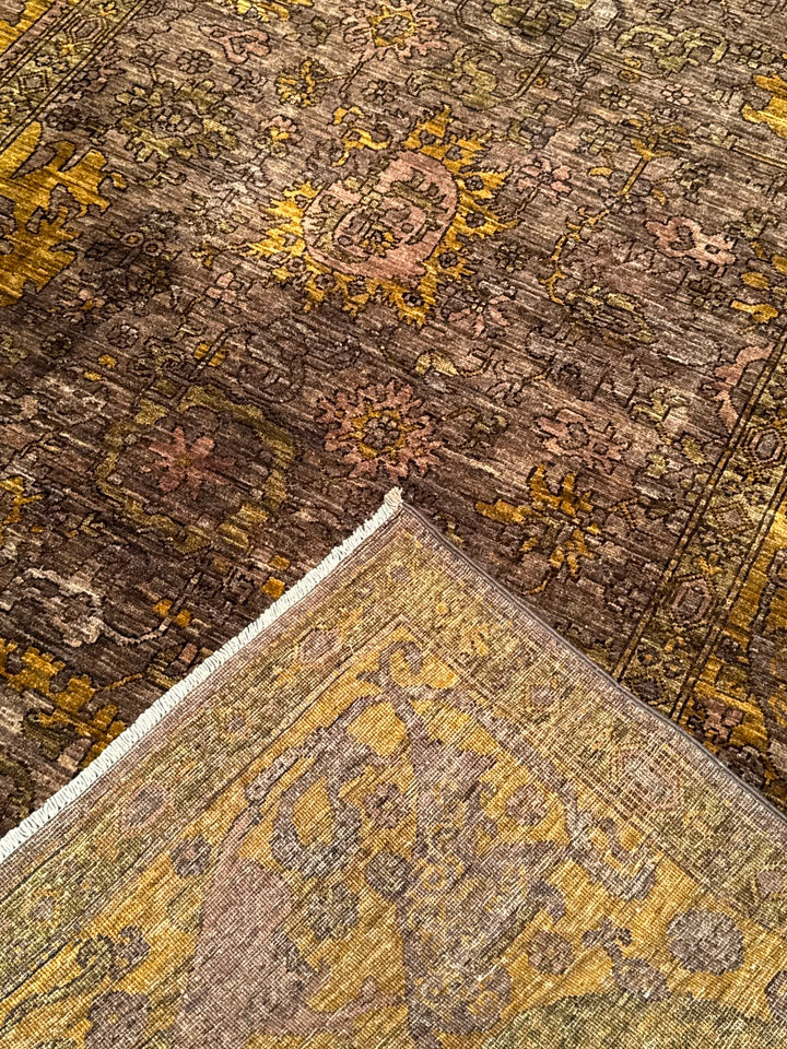 Selçuklu Orijinal El Dokuması Kahverengi Kök Boya Yün Halı 186x266 4.95 Metrekare - 7x10 ft