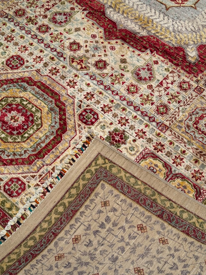 Memlük Orijinal El Dokuması Bej Kök Boya Yün Halı 209x300 6.27 Metrekare - 7x10 ft