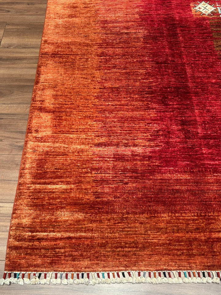 Khorjin Orijinal El Dokuması Kırmızı Kök Boya Yün Halı 247x299 7.39 Metrekare - 7x10 ft