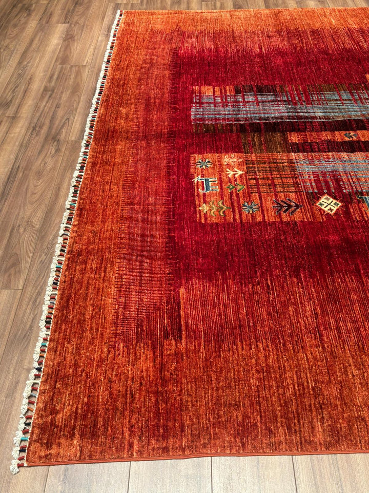 Khorjin Orijinal El Dokuması Kırmızı Kök Boya Yün Halı 247x299 7.39 Metrekare - 7x10 ft