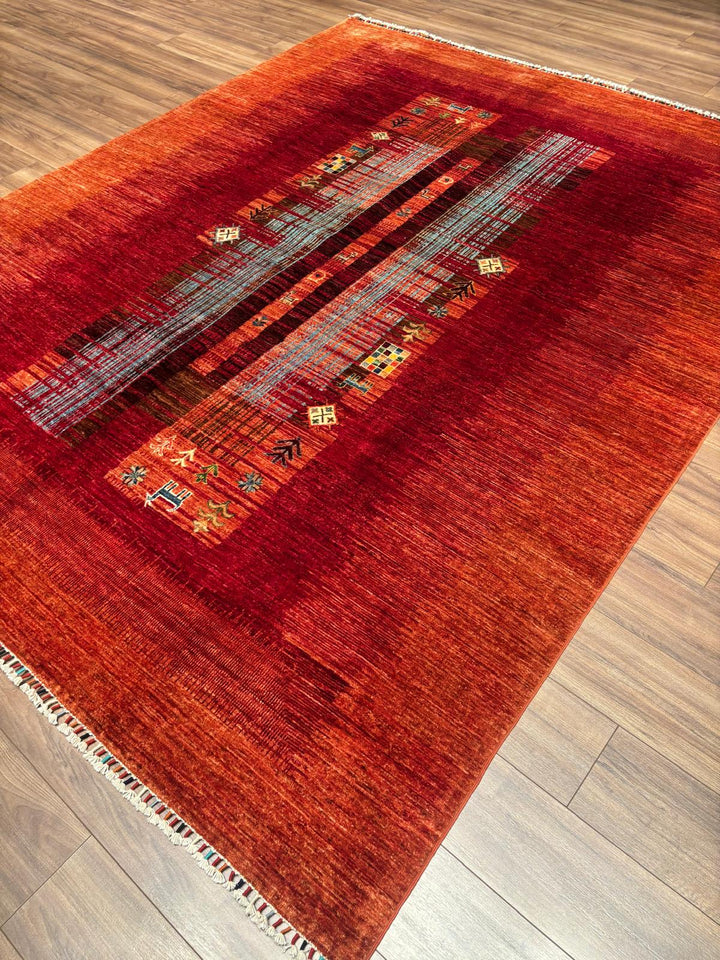 Khorjin Orijinal El Dokuması Kırmızı Kök Boya Yün Halı 247x299 7.39 Metrekare - 7x10 ft