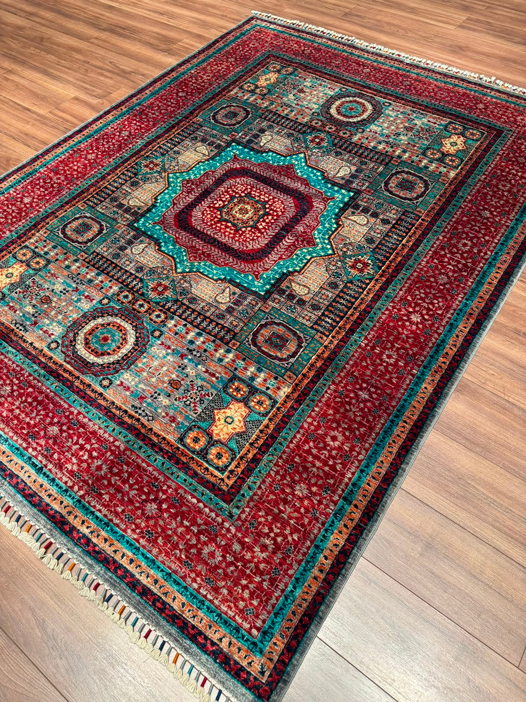 Memlük Orijinal El Dokuması Multi Kök Boya Yün Halı 183x243 4.45 Metrekare - 5x8 ft