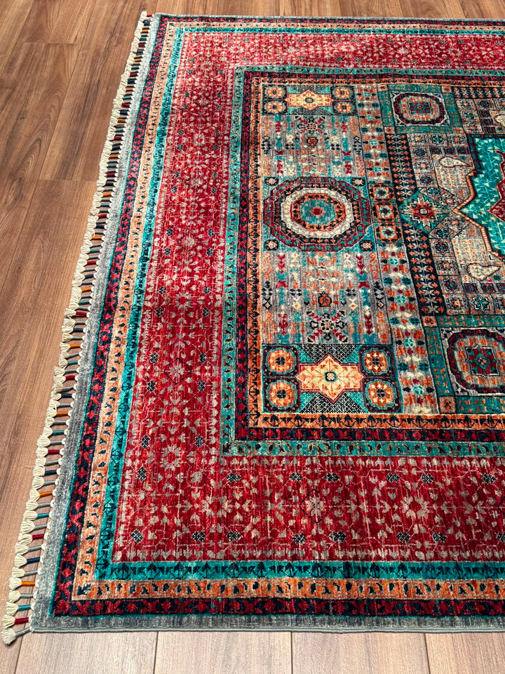 Memlük Orijinal El Dokuması Multi Kök Boya Yün Halı 183x243 4.45 Metrekare - 5x8 ft