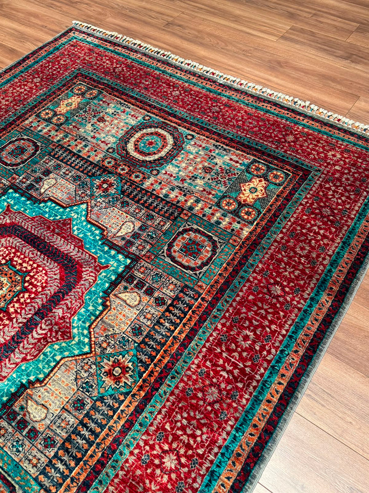 Memlük Orijinal El Dokuması Multi Kök Boya Yün Halı 183x243 4.45 Metrekare - 5x8 ft