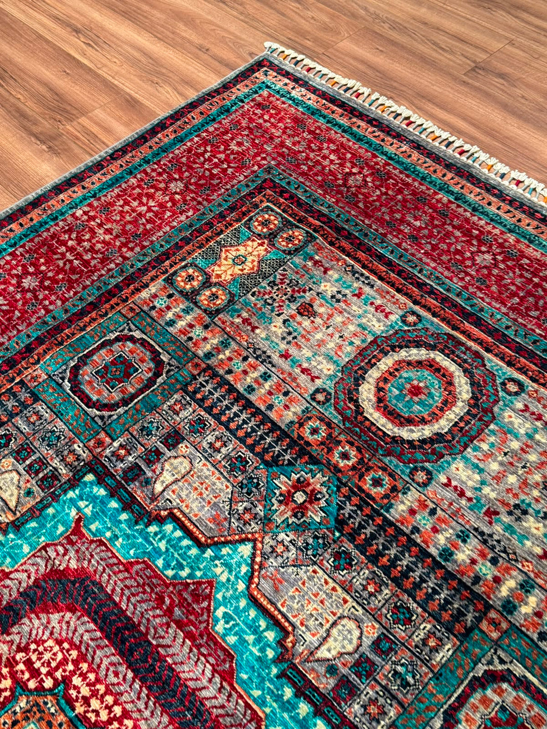 Memlük Orijinal El Dokuması Multi Kök Boya Yün Halı 183x243 4.45 Metrekare - 5x8 ft