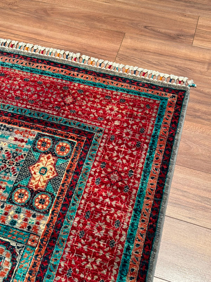 Memlük Orijinal El Dokuması Multi Kök Boya Yün Halı 183x243 4.45 Metrekare - 5x8 ft