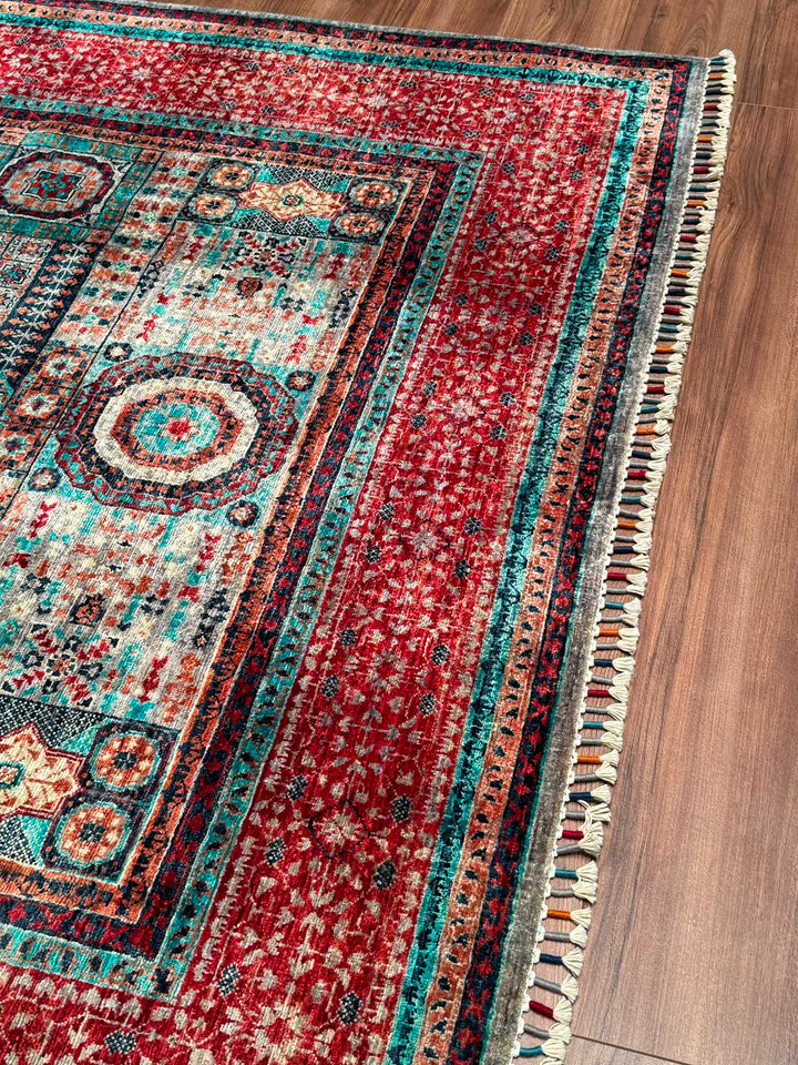 Memlük Orijinal El Dokuması Multi Kök Boya Yün Halı 183x243 4.45 Metrekare - 5x8 ft