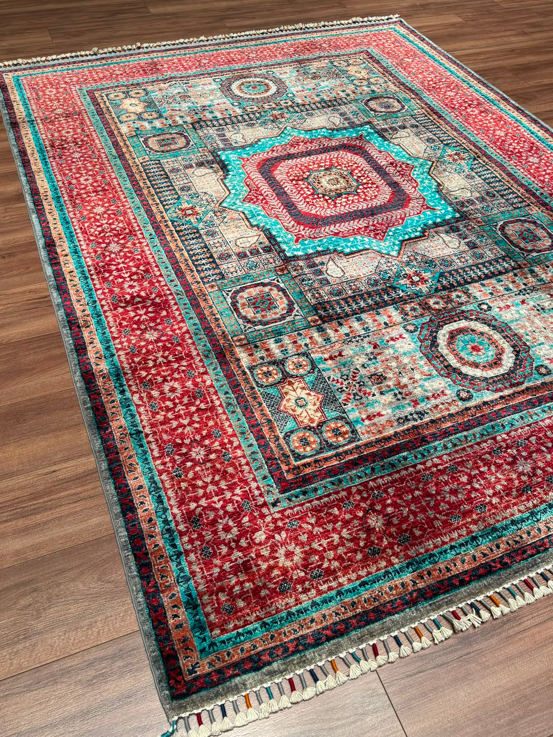 Memlük Orijinal El Dokuması Multi Kök Boya Yün Halı 183x243 4.45 Metrekare - 5x8 ft