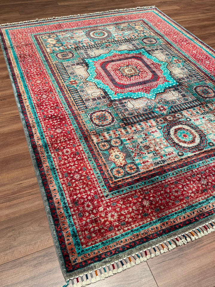 Memlük Orijinal El Dokuması Multi Kök Boya Yün Halı 183x243 4.45 Metrekare - 5x8 ft
