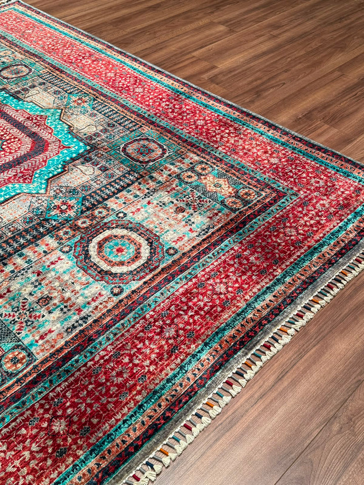 Memlük Orijinal El Dokuması Multi Kök Boya Yün Halı 183x243 4.45 Metrekare - 5x8 ft