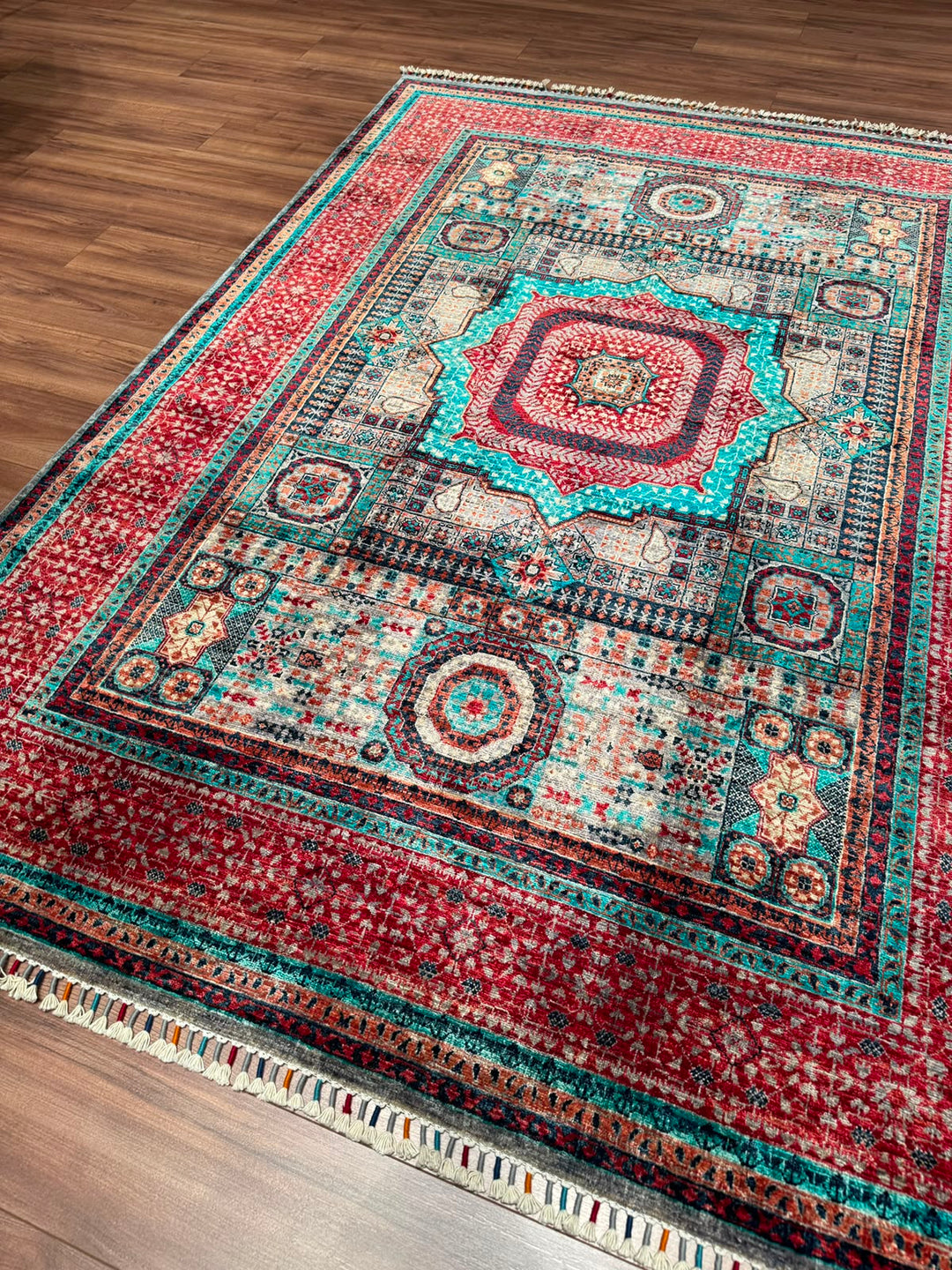 Memlük Orijinal El Dokuması Multi Kök Boya Yün Halı 183x243 4.45 Metrekare - 5x8 ft
