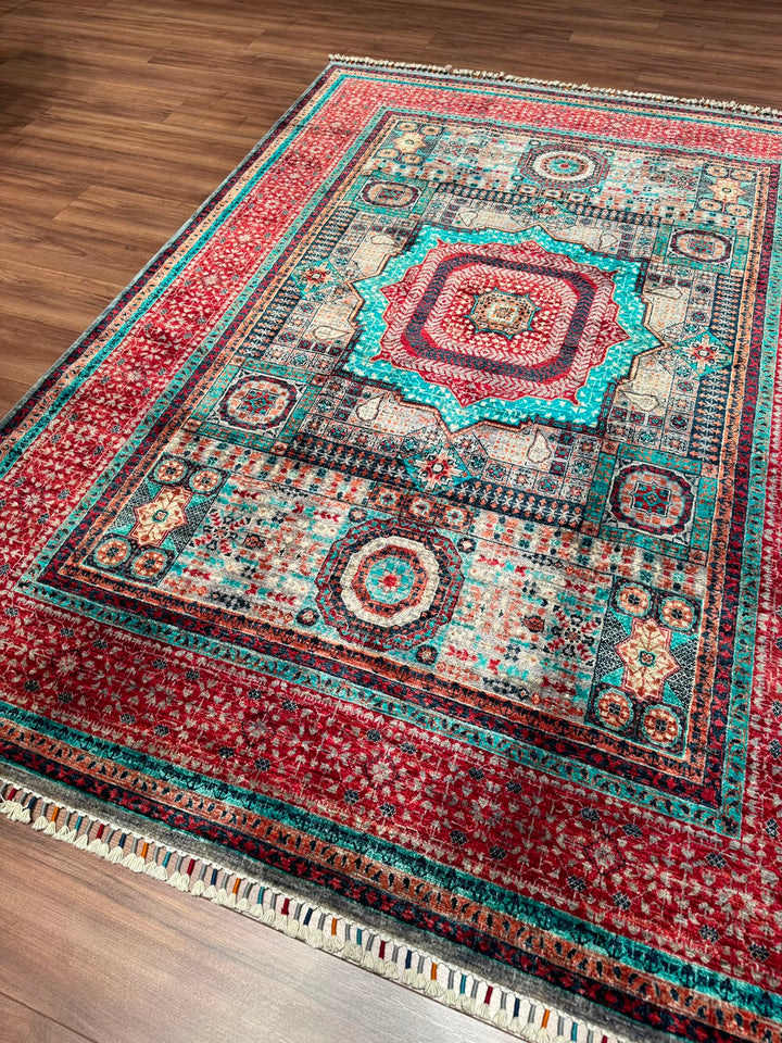 Memlük Orijinal El Dokuması Multi Kök Boya Yün Halı 183x243 4.45 Metrekare - 5x8 ft