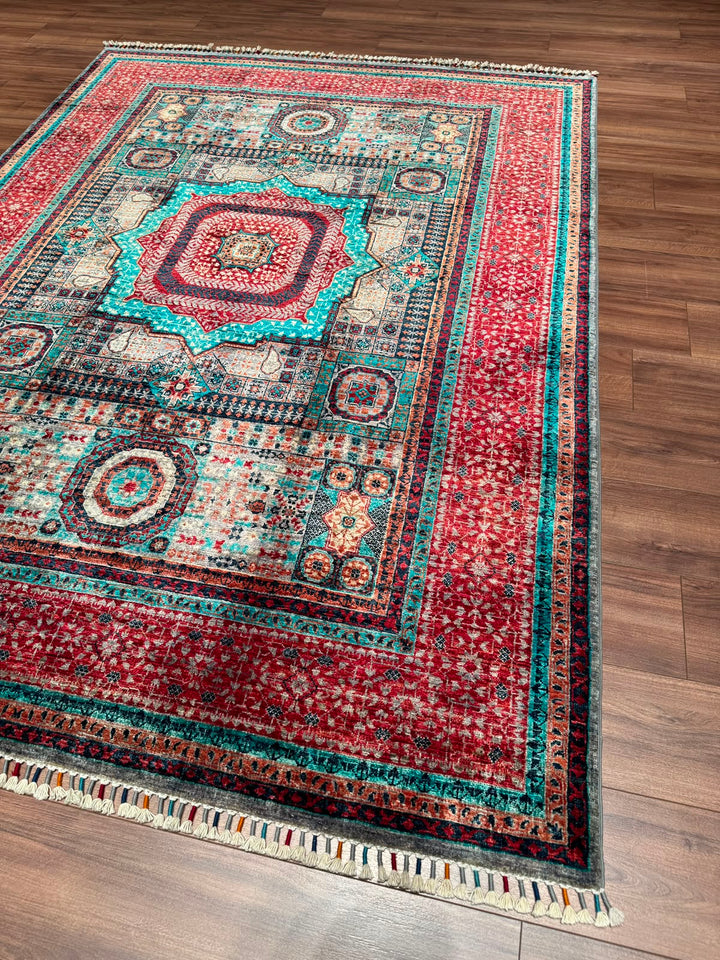 Memlük Orijinal El Dokuması Multi Kök Boya Yün Halı 183x243 4.45 Metrekare - 5x8 ft