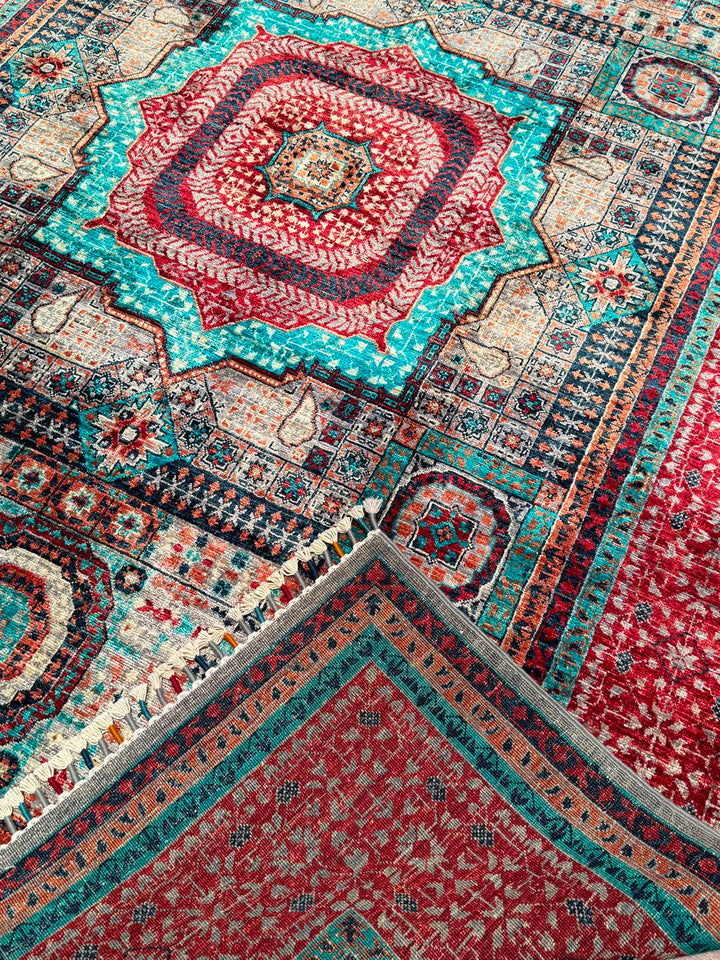 Memlük Orijinal El Dokuması Multi Kök Boya Yün Halı 183x243 4.45 Metrekare - 5x8 ft
