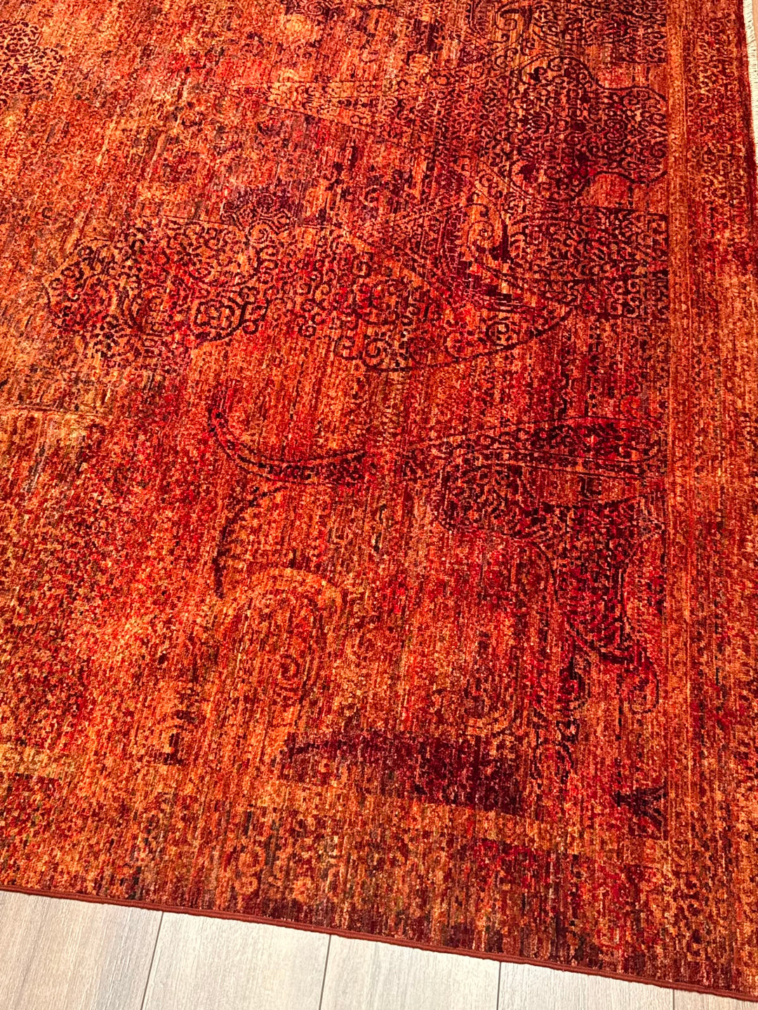 Selçuklu Orijinal El Dokuması Turuncu Kök Boya Yün Halı 275x359 9.87 Metrekare - 9x12 ft