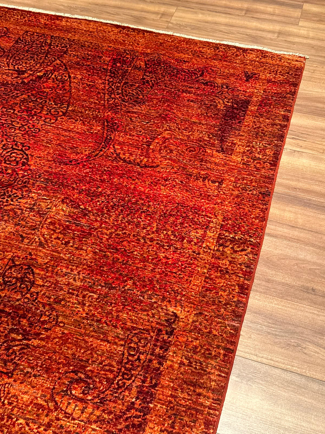 Selçuklu Orijinal El Dokuması Turuncu Kök Boya Yün Halı 275x359 9.87 Metrekare - 9x12 ft