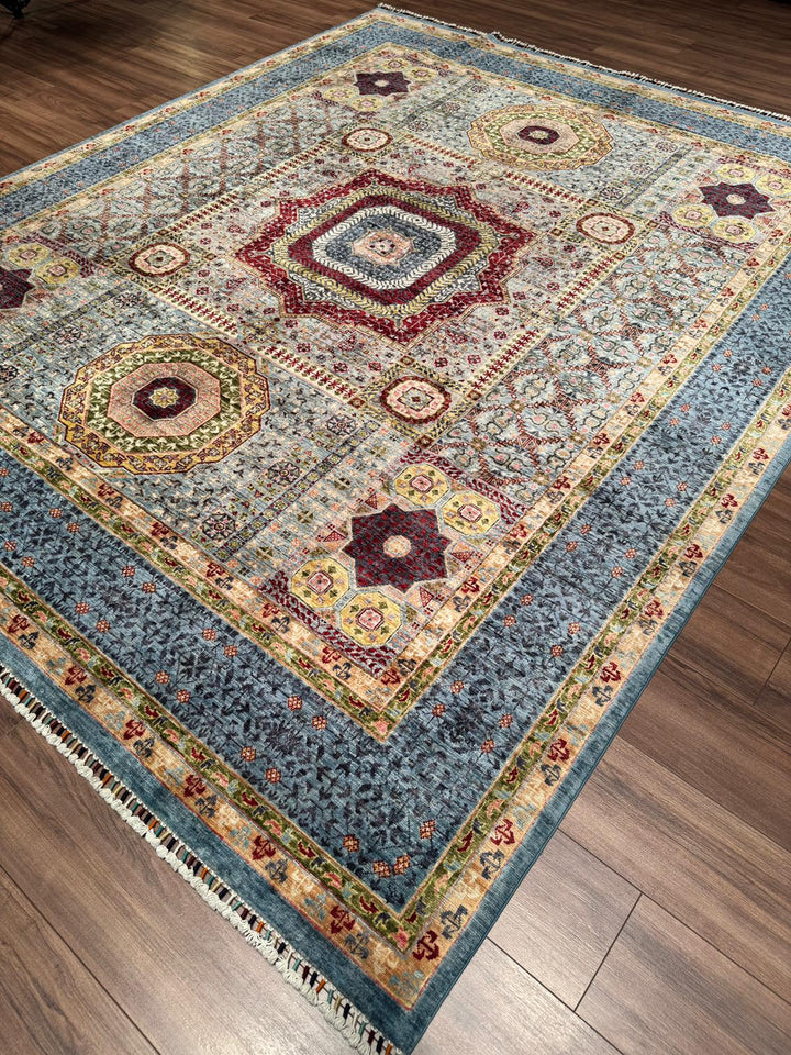 Memlük Orijinal El Dokuması Gri Kök Boya Yün Halı 247x295 7.29 Metrekare - 7x10 ft