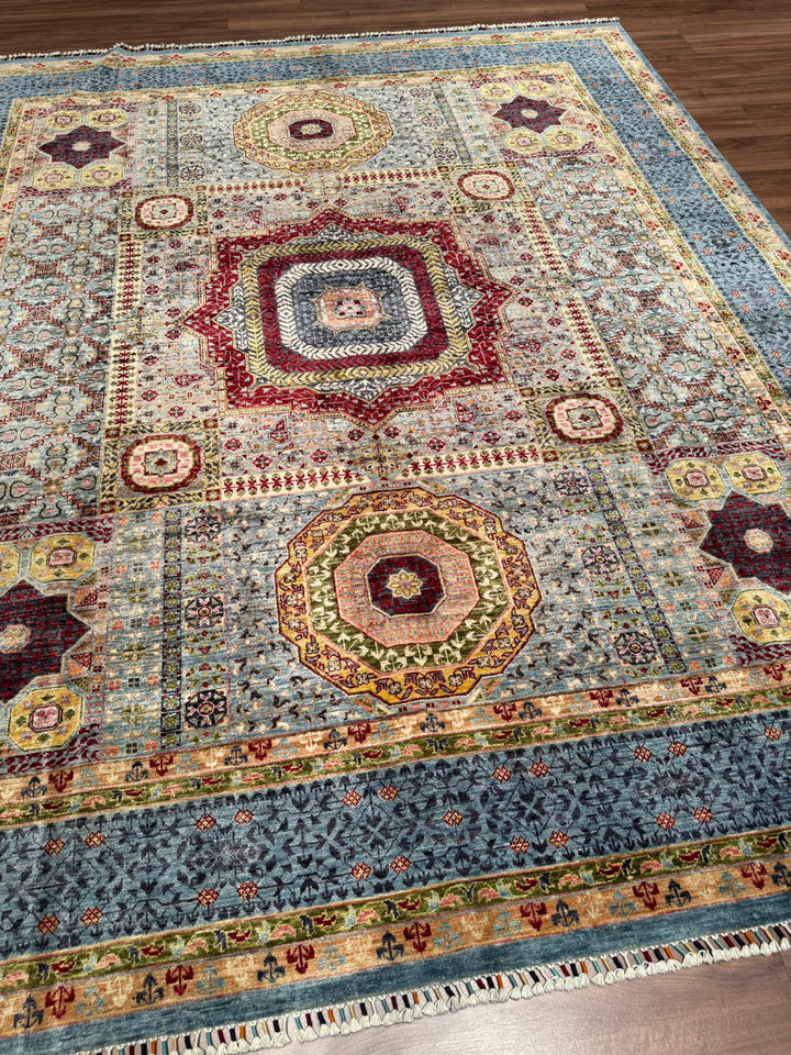 Memlük Orijinal El Dokuması Gri Kök Boya Yün Halı 247x295 7.29 Metrekare - 7x10 ft
