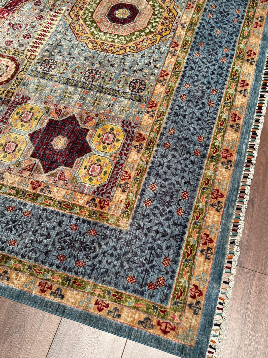 Memlük Orijinal El Dokuması Gri Kök Boya Yün Halı 247x295 7.29 Metrekare - 7x10 ft