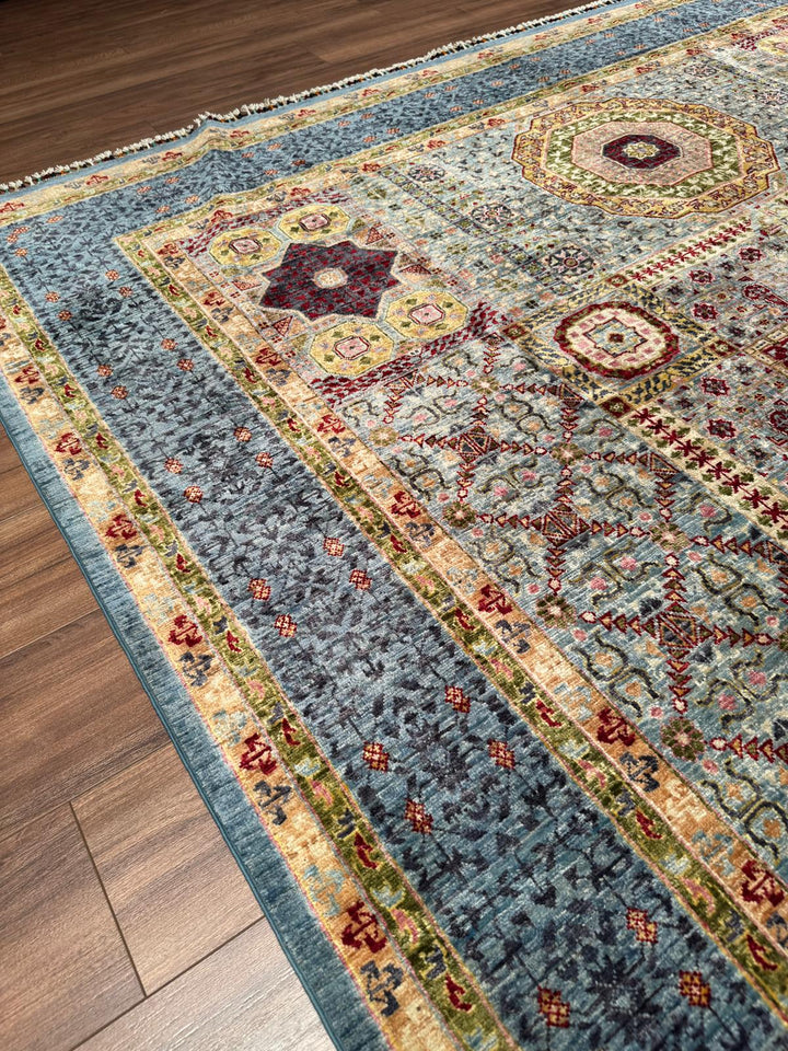 Memlük Orijinal El Dokuması Gri Kök Boya Yün Halı 247x295 7.29 Metrekare - 7x10 ft