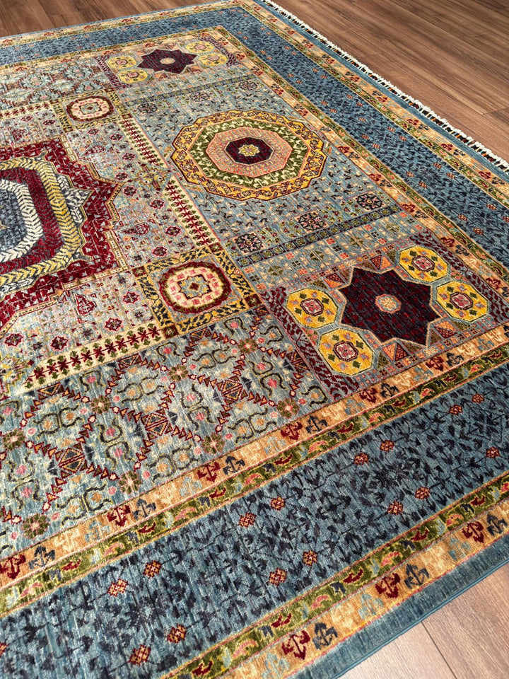 Memlük Orijinal El Dokuması Gri Kök Boya Yün Halı 247x295 7.29 Metrekare - 7x10 ft